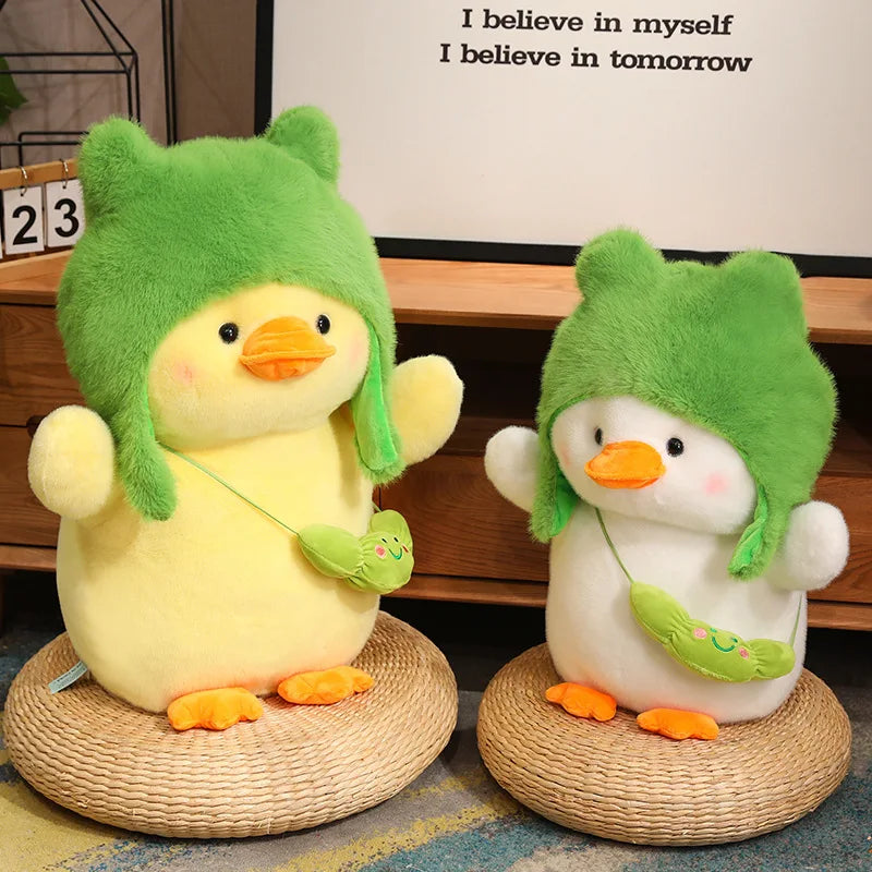 Cute Duck With Green Hat Plush Hats 24/35/50/65cm - Yellow/White