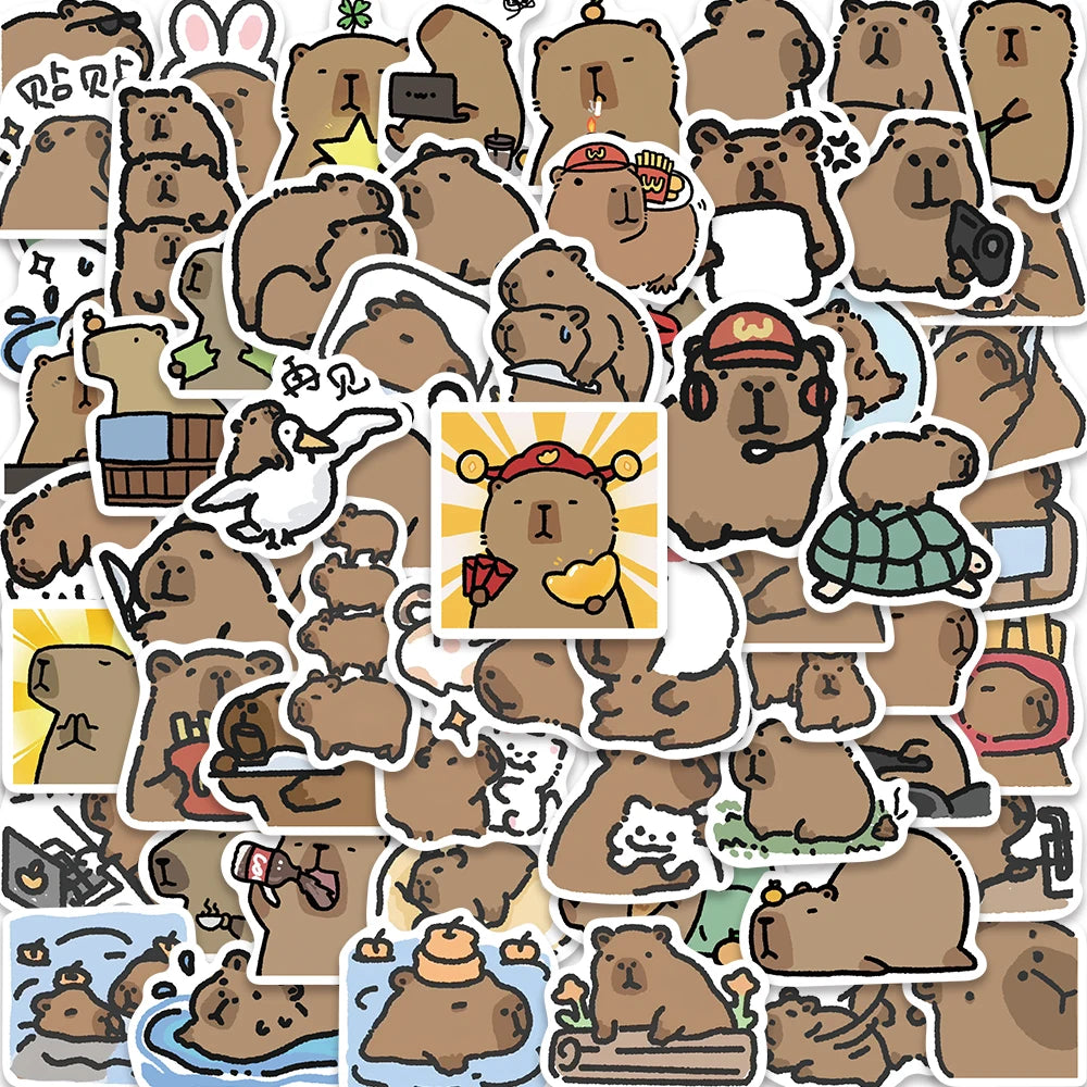 50/100 pcs Cute Capybara Stickers