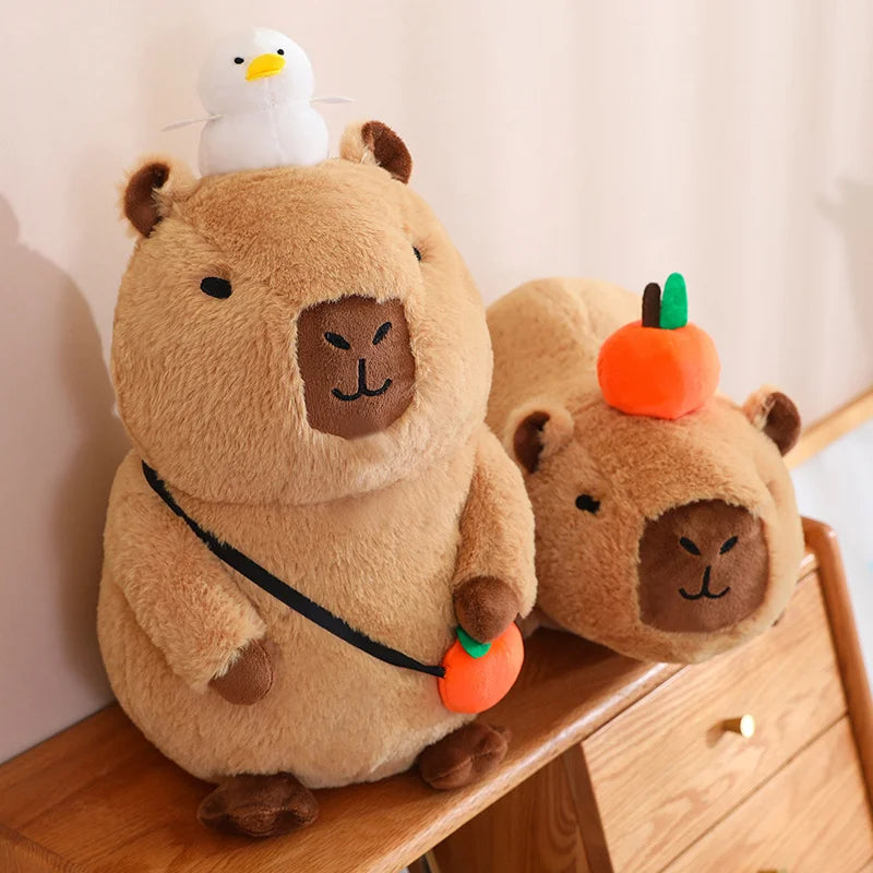 Cute Capybara With Bird/Fruit Plush Toys 20/30/40cm