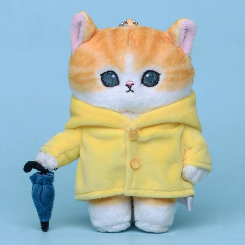 Mofusand Cat With Animal(Bear/Panda/Rabbit/Tiger/Cow/Dog) Dress Up Or Raincoat with Umbrella Plush Keychains - 7 styles