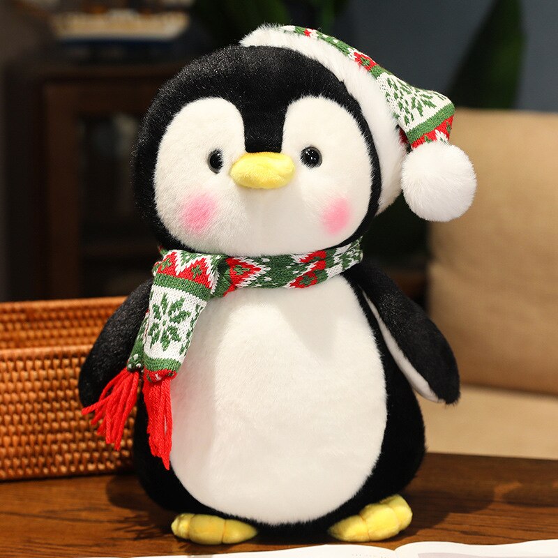 Cute Penguin With Christmas Hat Plush Toys 25/35/45cm - Green/Red