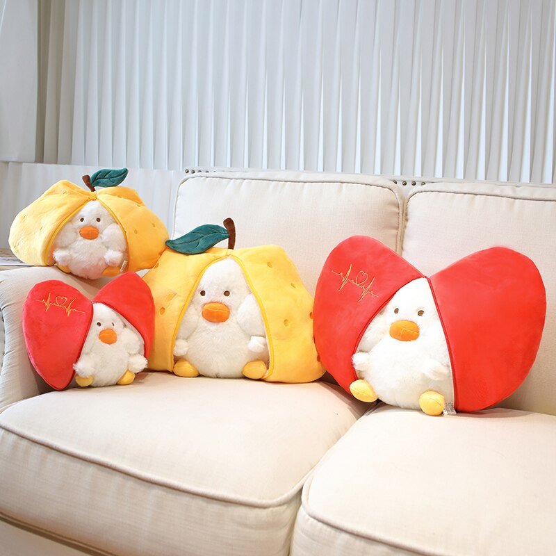 Funny Duck In Pear/Heart Bag Plush Toys 20-35cm