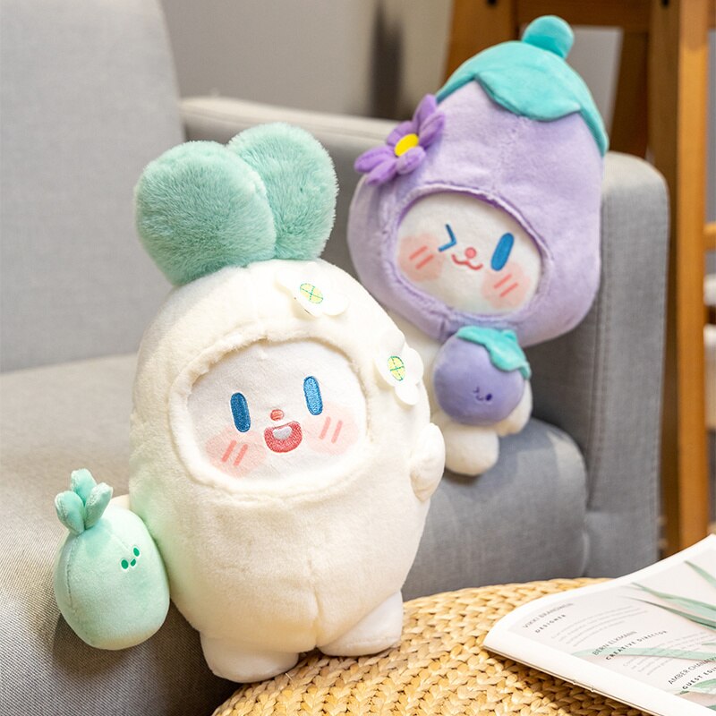 Cute Vegetable Rabbit Plush Toys 18-21cm (Potato/Broccoli/Eggplant/Tomato/White Radish)