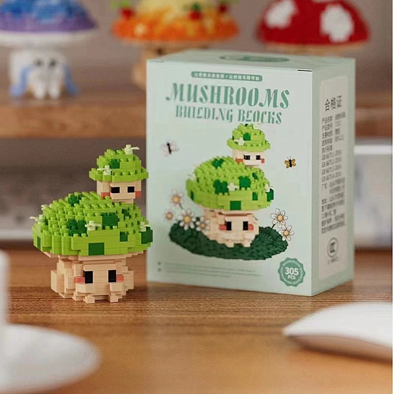 Cute Mushroom Mini Building Blocks - 6 Styles