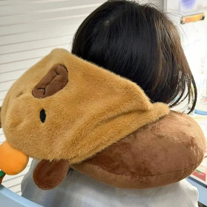 Capybara Neck Pillow With Hat PlushToys