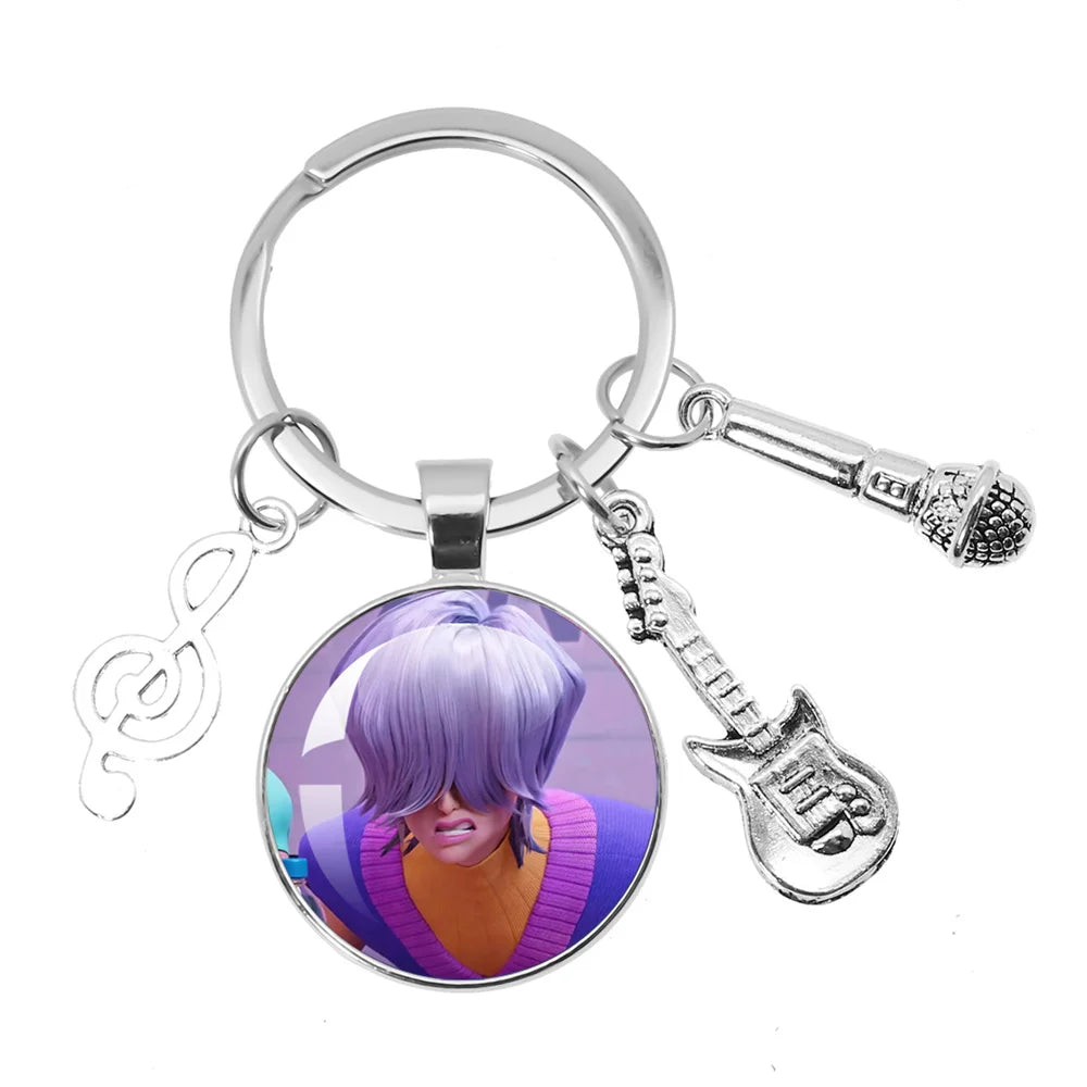 Cute K-Pop Demon Hunters/Saja Boys/Derpy Keychain with Music Themed Pendant