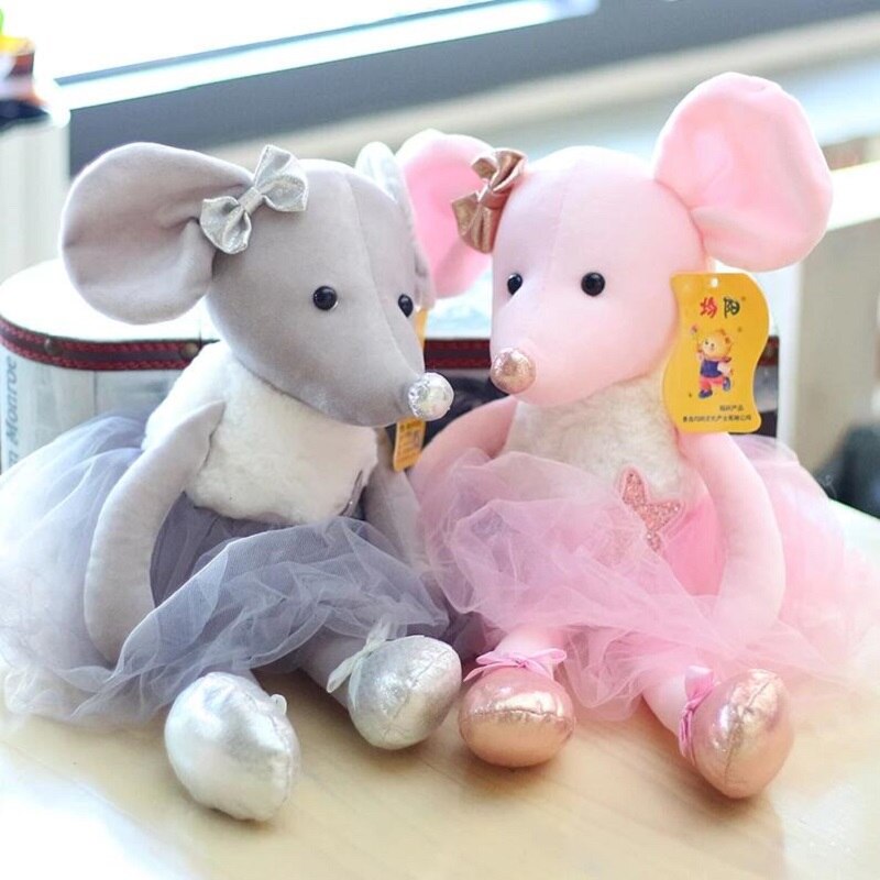 Cute Mouse With Tutu Dress Plush Toys 39cm /Plush Keychains 18cm -Brown/Grey/Pink