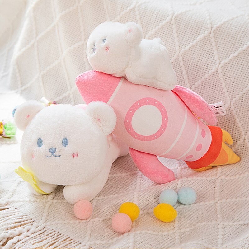 Cute White Bear With Star/Moon/Rocket Plush Toys - 4 Styles