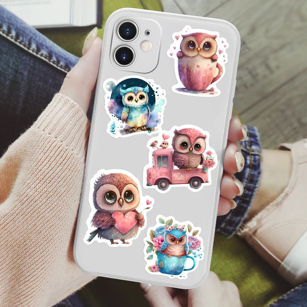 50 pcs Cute/Kawaii Owl Stickers