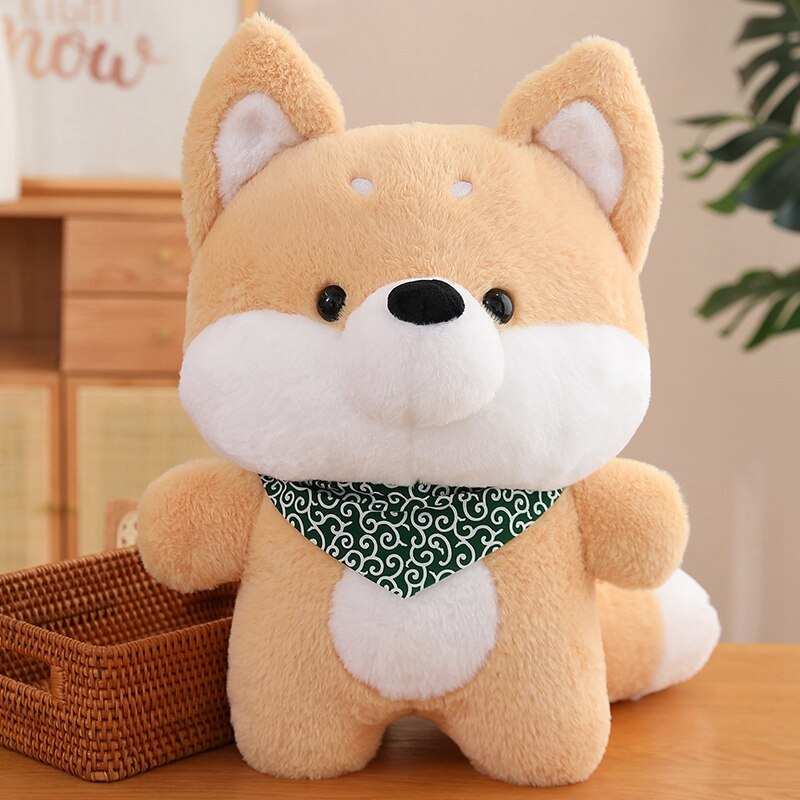 Cute Dog ( Husky/Shiba Inu) with Red/Green Scarf Plush Toys 50/70/90cm