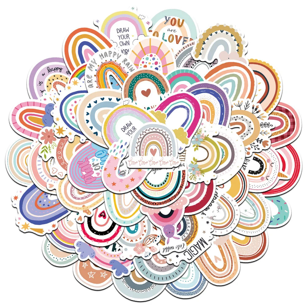 60 pcs Cute/Kawaii Rainbow Stickers