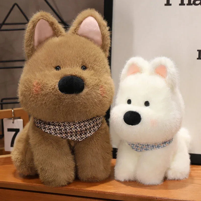 Dog (West Highland White Terrier) Plush Toys 25/35/45cm - White//Brown