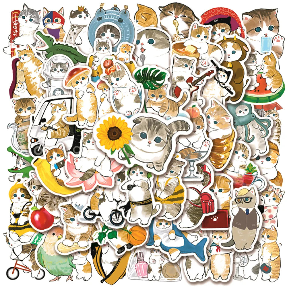 50 pcs Cute/Kawaii Cat Stickers - V2