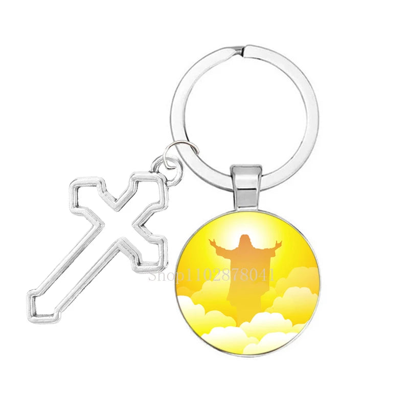 Keychain With The Jesus Image And Cross - 9 Choices