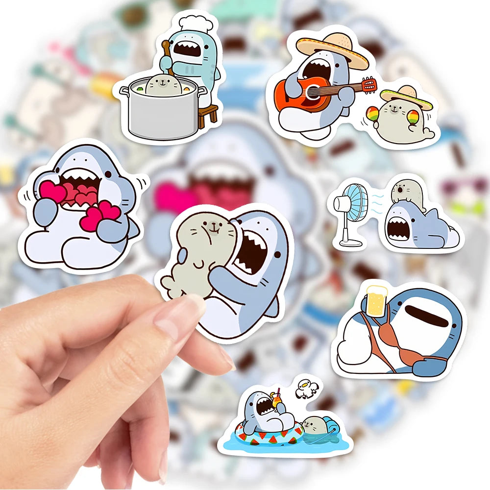 50 pcs Cute/Kawaii Sharks Stickers