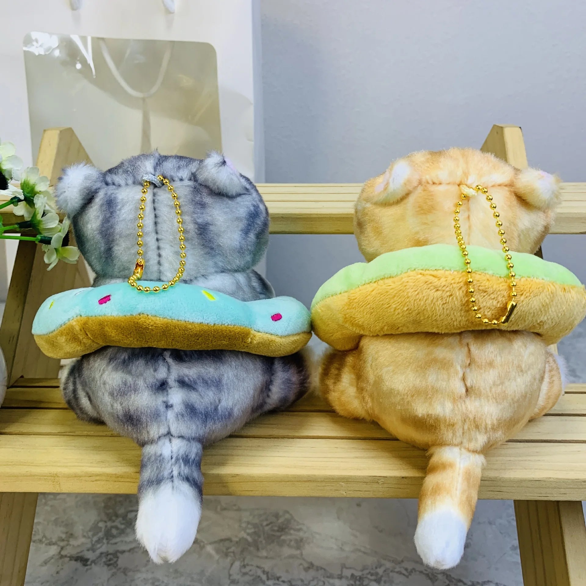 Mofusand Donut Series Cat With Plush Keychains 14cm - Grey/Yellow