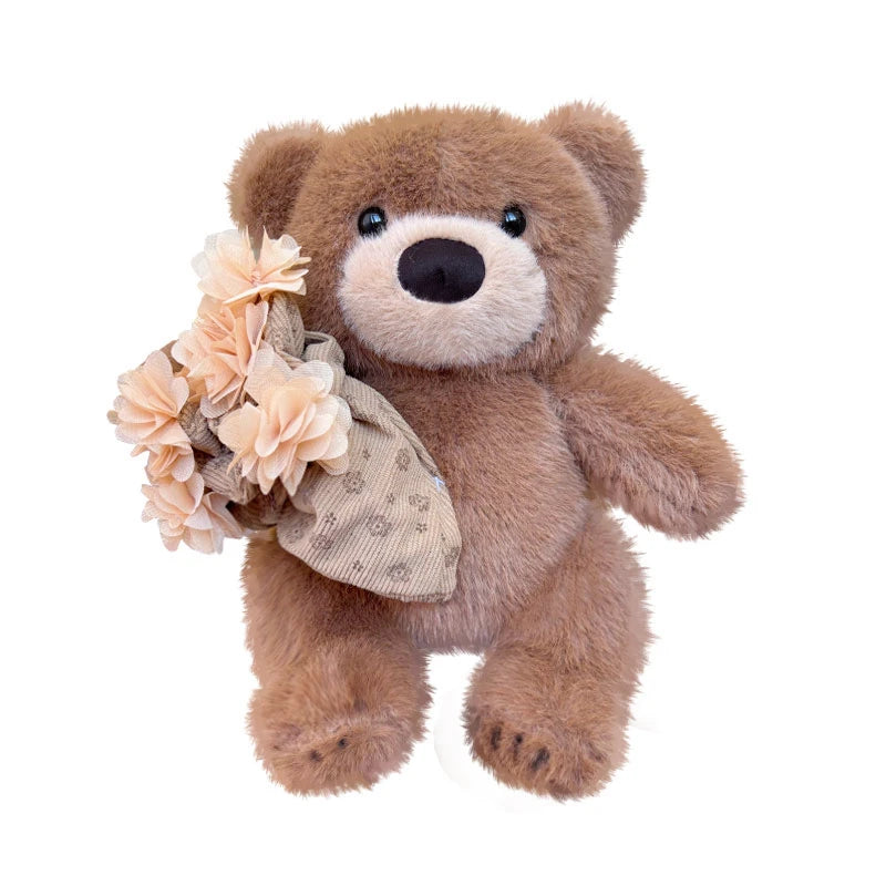 Cute Teddy Bear With Flower Bouquet Plush Toys - 27/37cm