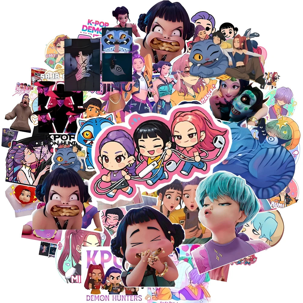 50-74 pcs Cute/Kawaii K-Pop Demon Hunters Stickers - 6 Styles