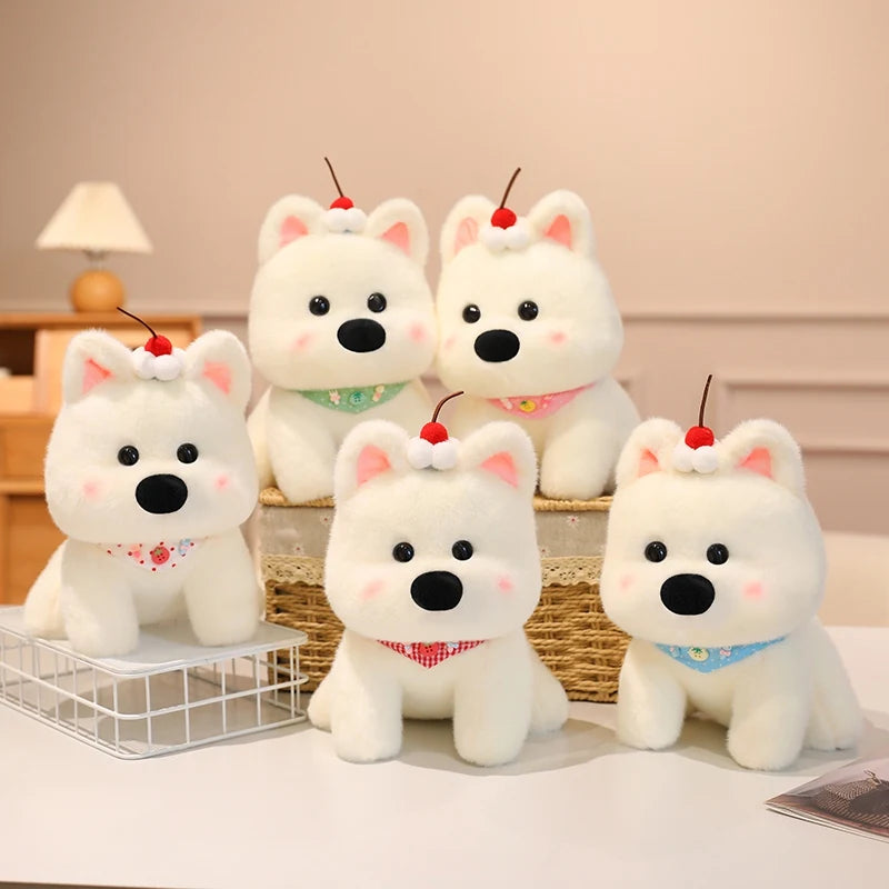Cute Dog (West Highland White Terrier) With Scarf Or Party Hat Plush Toys 25cm - 10 Styles
