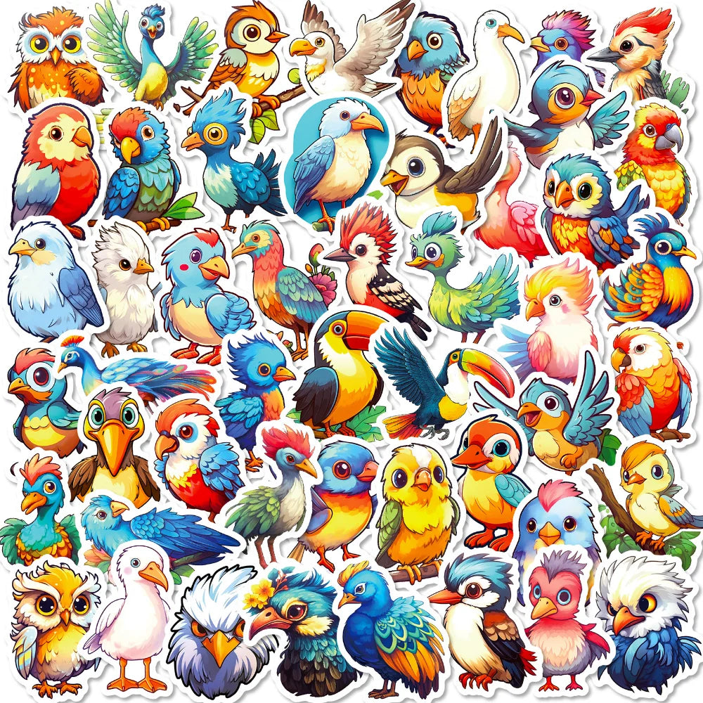 50 pcs Cute/Kawaii Bird Stickers - V2