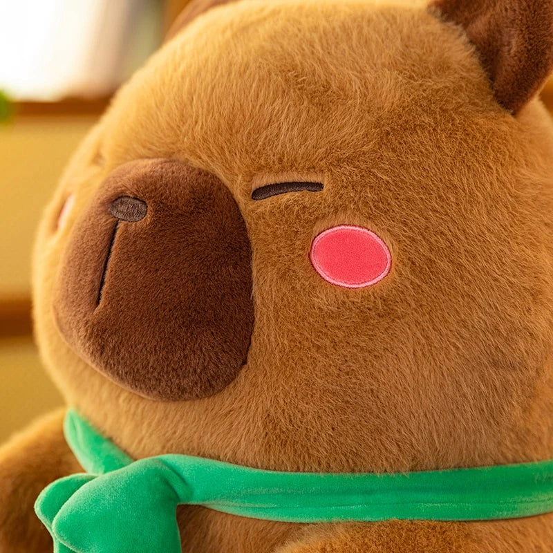 Cute Capybara With Green Frog Scarf Plush Toys 27/38/50cm