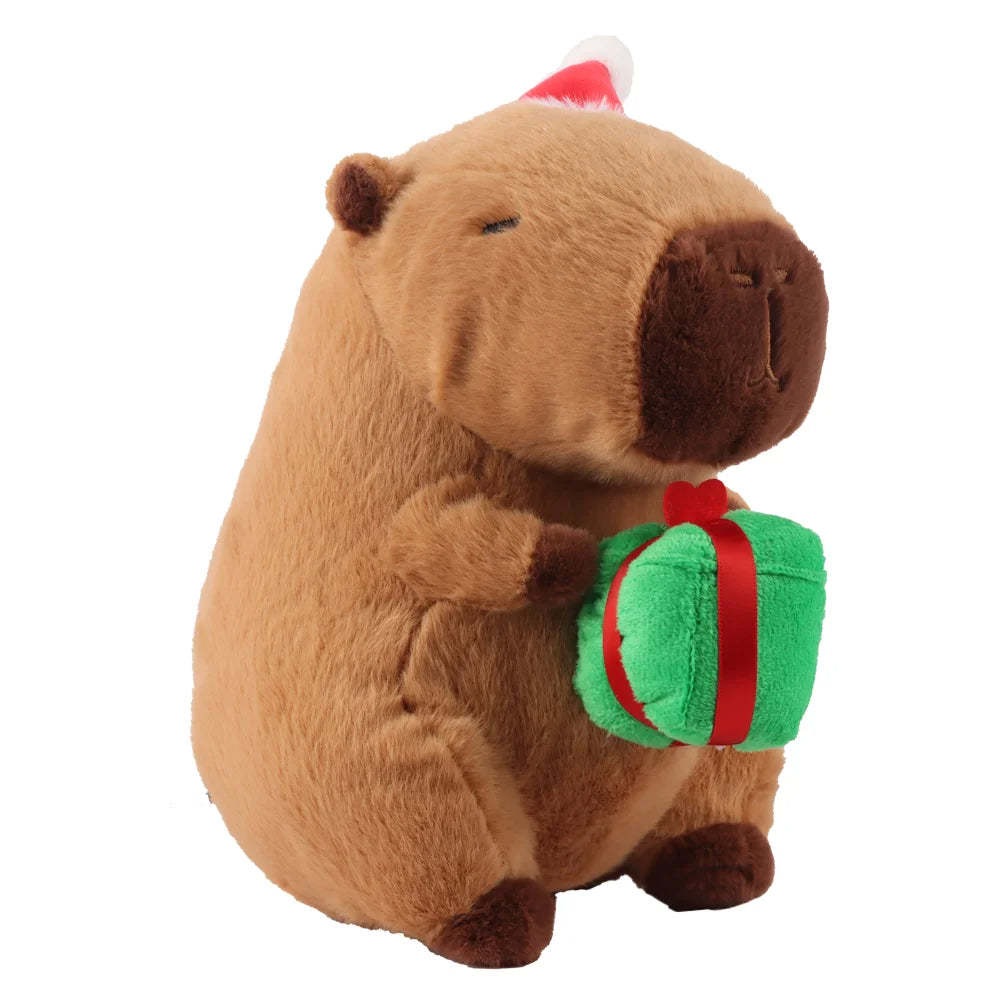 Cute Capybara With Christmas Hat and Present Plush Toys 22cm