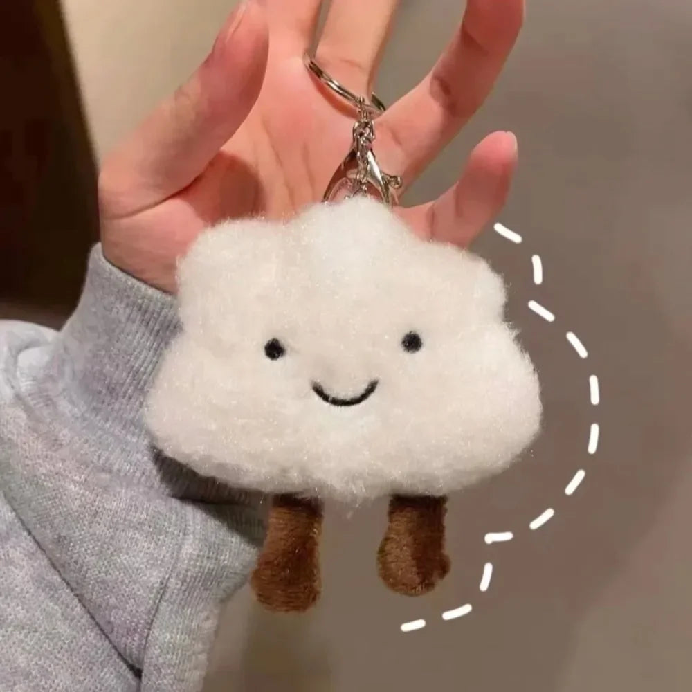 Cute White Cloud Plush Keychains 9x10cm