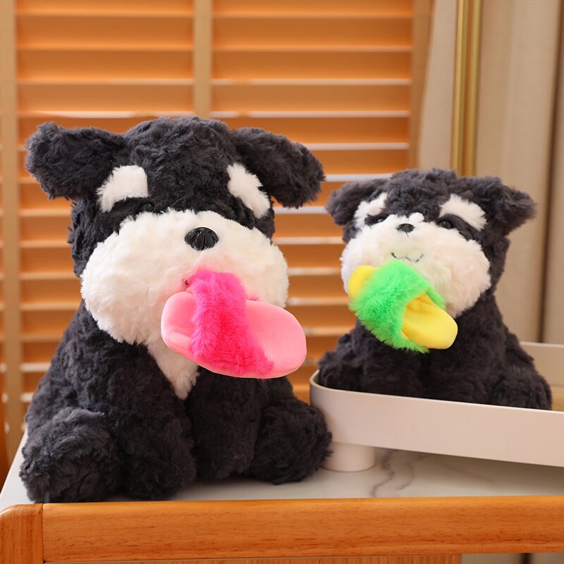 Dog(Schnauzer) With Slipper Plush Toys 21/29/40cm - Pink/Green