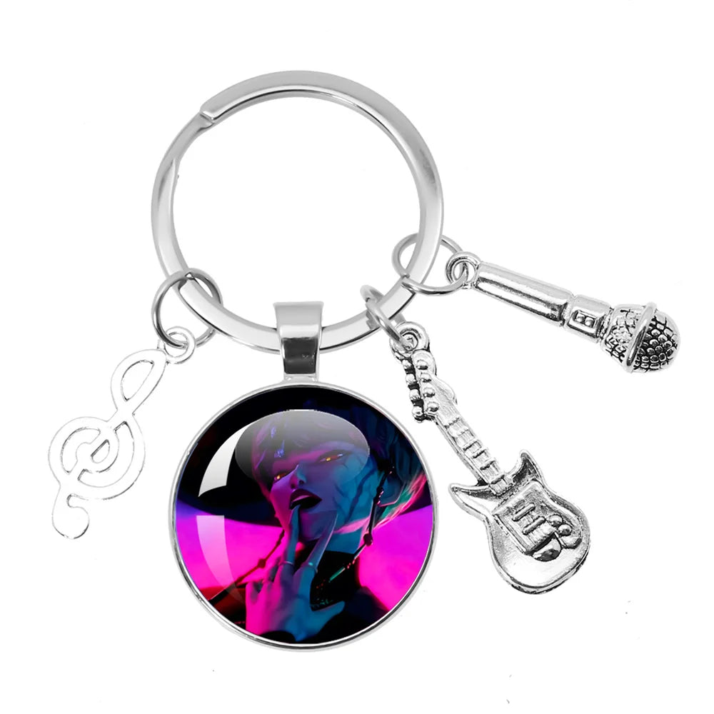 Cute K-Pop Demon Hunters/Saja Boys/Derpy Keychain with Music Themed Pendant