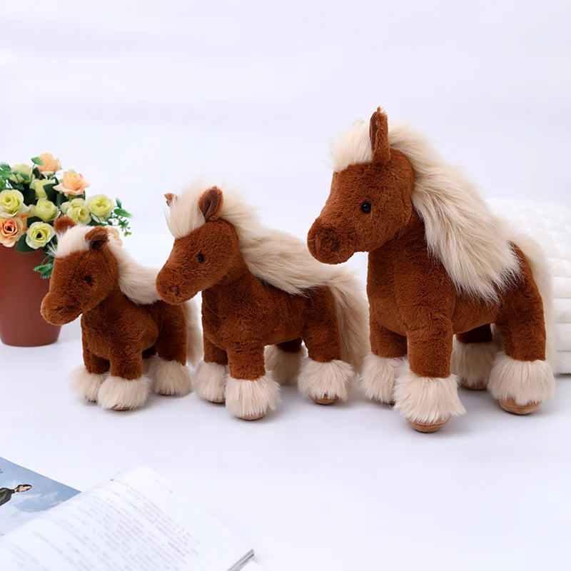  Cute Brown/White Horse Plush Toys 25/30/40cm