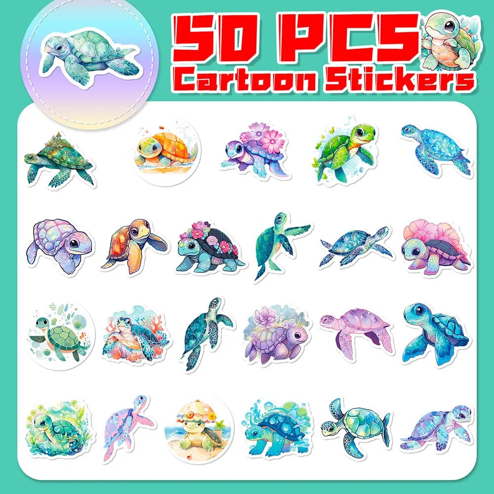 50 pcs Cute/Kawaii Turtle Stickers