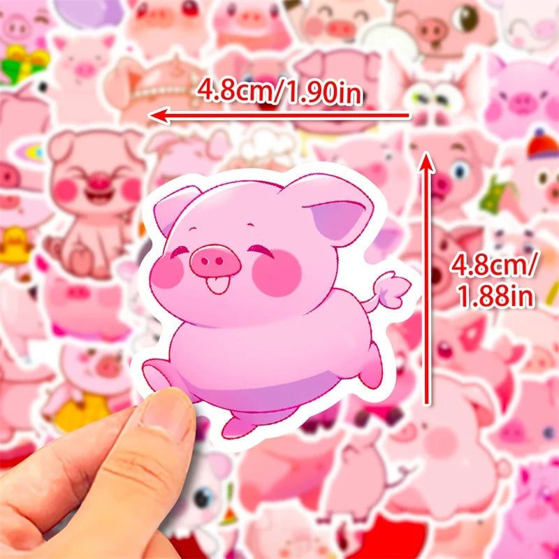 50 pcs Cute/Kawaii Pink Pig Stickers