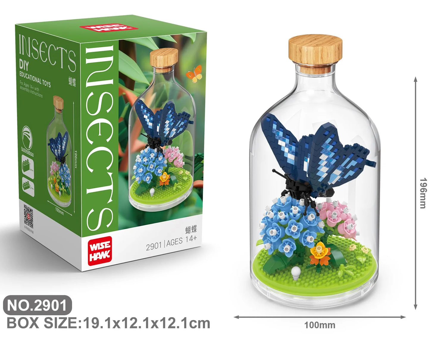 Insect/Animal With Clear Display Bottle Set Mini Building Blocks - Fox/Capybara/Scorpion/Butterfly