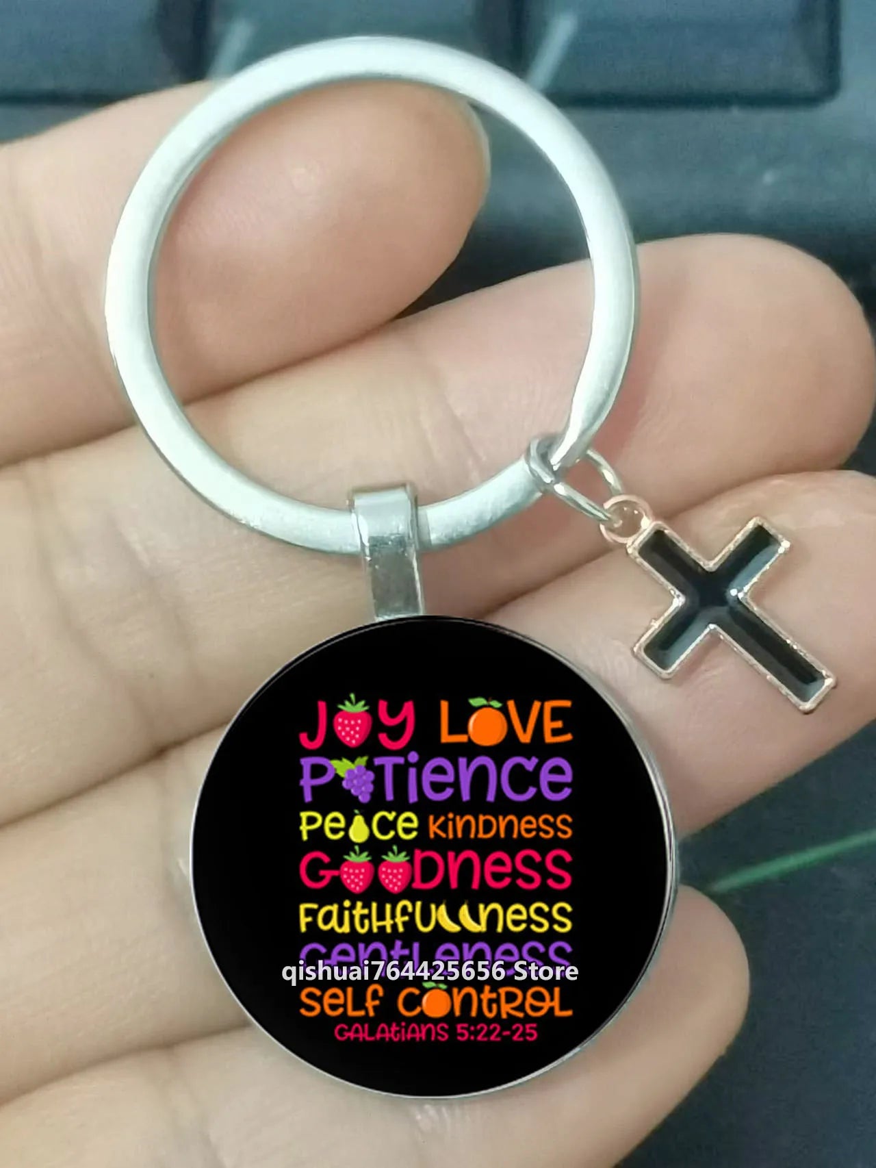 Keychain With The Bible Verse /Religious Message And The Cross  - 22  Styles