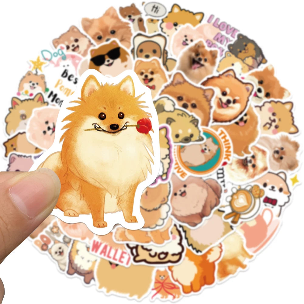 50 pcs Cute/Kawaii Dog (Pomeranian) Stickers