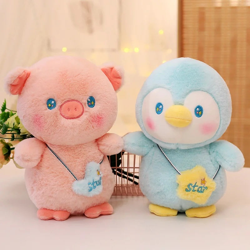 Cute Penguin/Sheep/Pig With Bag Plush Toys 25cm