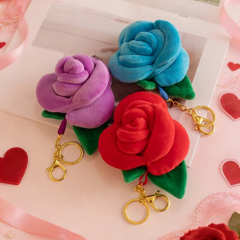 Cute Flower (Rose) Plush Keychain 8cm - Yellow/Red/Pink/Blue/Orange/Purple