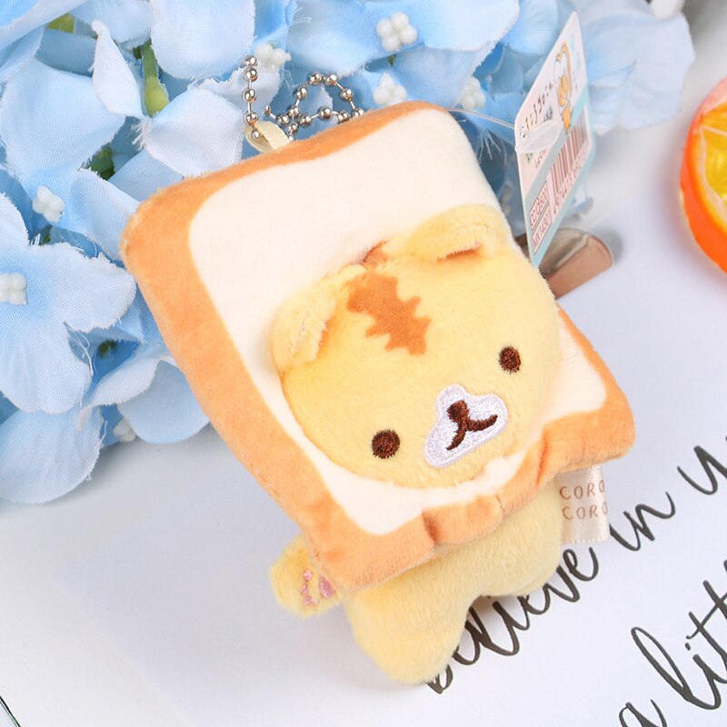 Funny Cute Cat With Bread Plush Keychains 8cm