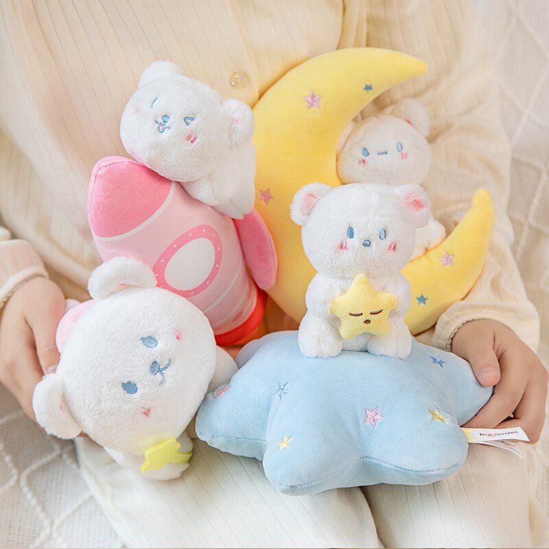 Cute White Bear With Star/Moon/Rocket Plush Toys - 4 Styles