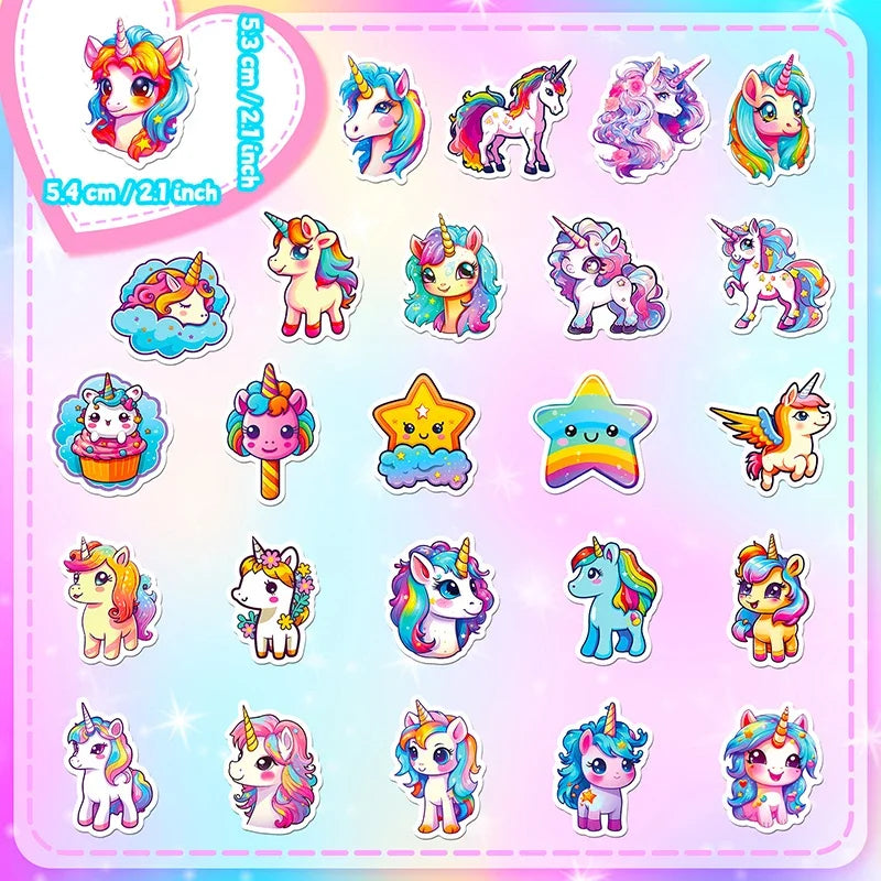 50 pcs Cute/Kawaii Unicorn Stickers - 2 Styles