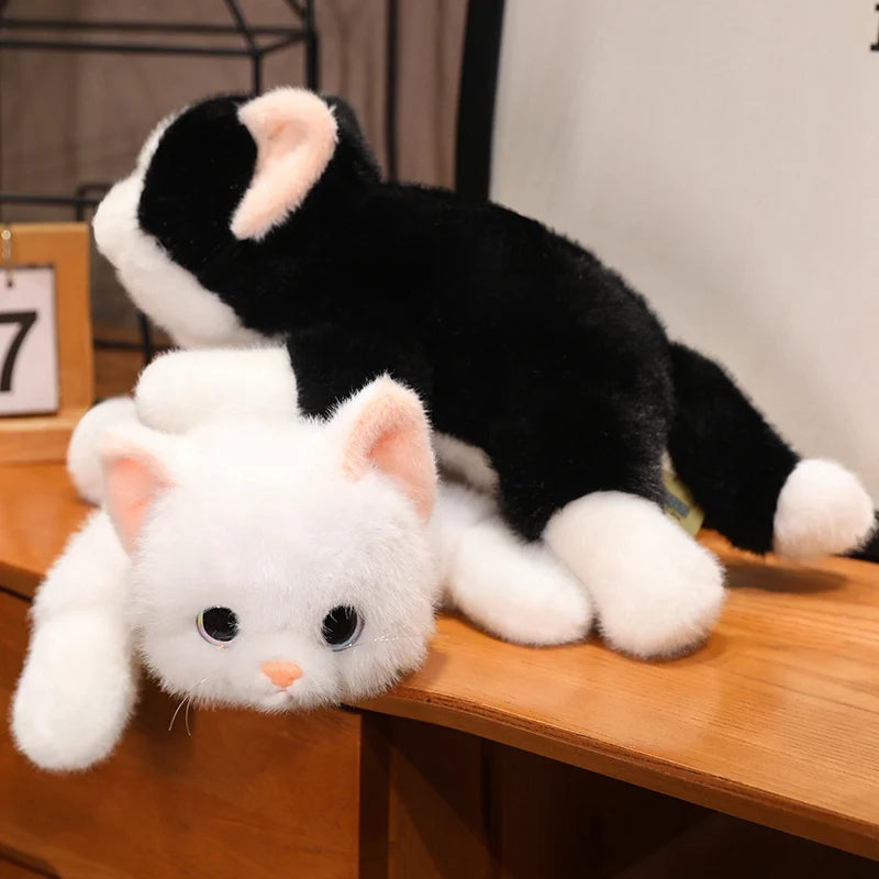 Cute Lying Cat Plush Toys 30/45/65cm - Black/White/Grey/Yellow