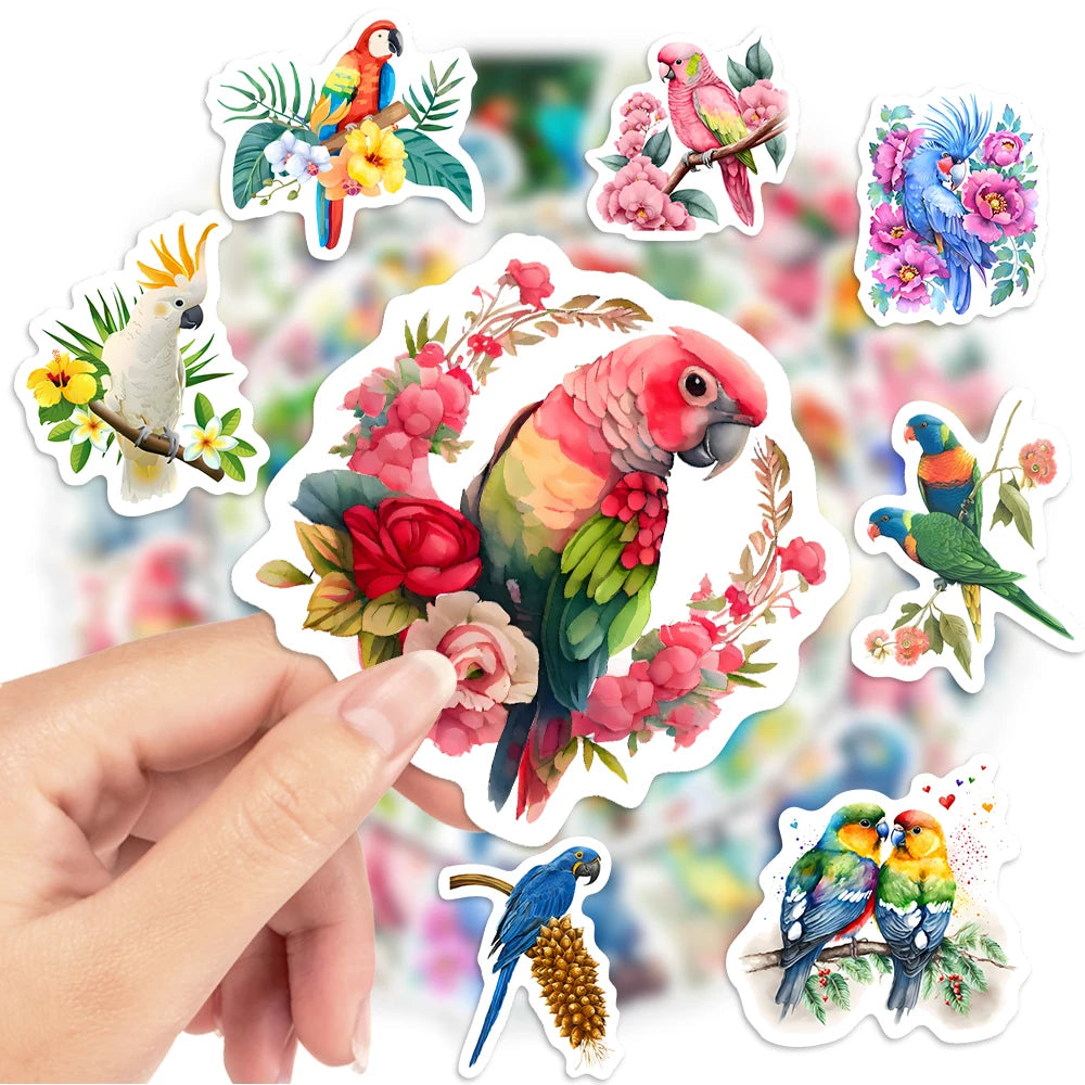 50 pcs Cute/Kawaii Bird (Parrot) Stickers