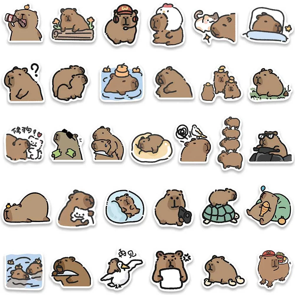 50/100 pcs Cute Capybara Stickers