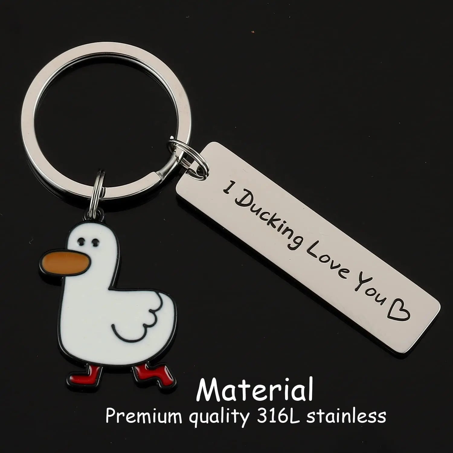 Keychain With The Positive Message ("I Ducking Love You") With Duck