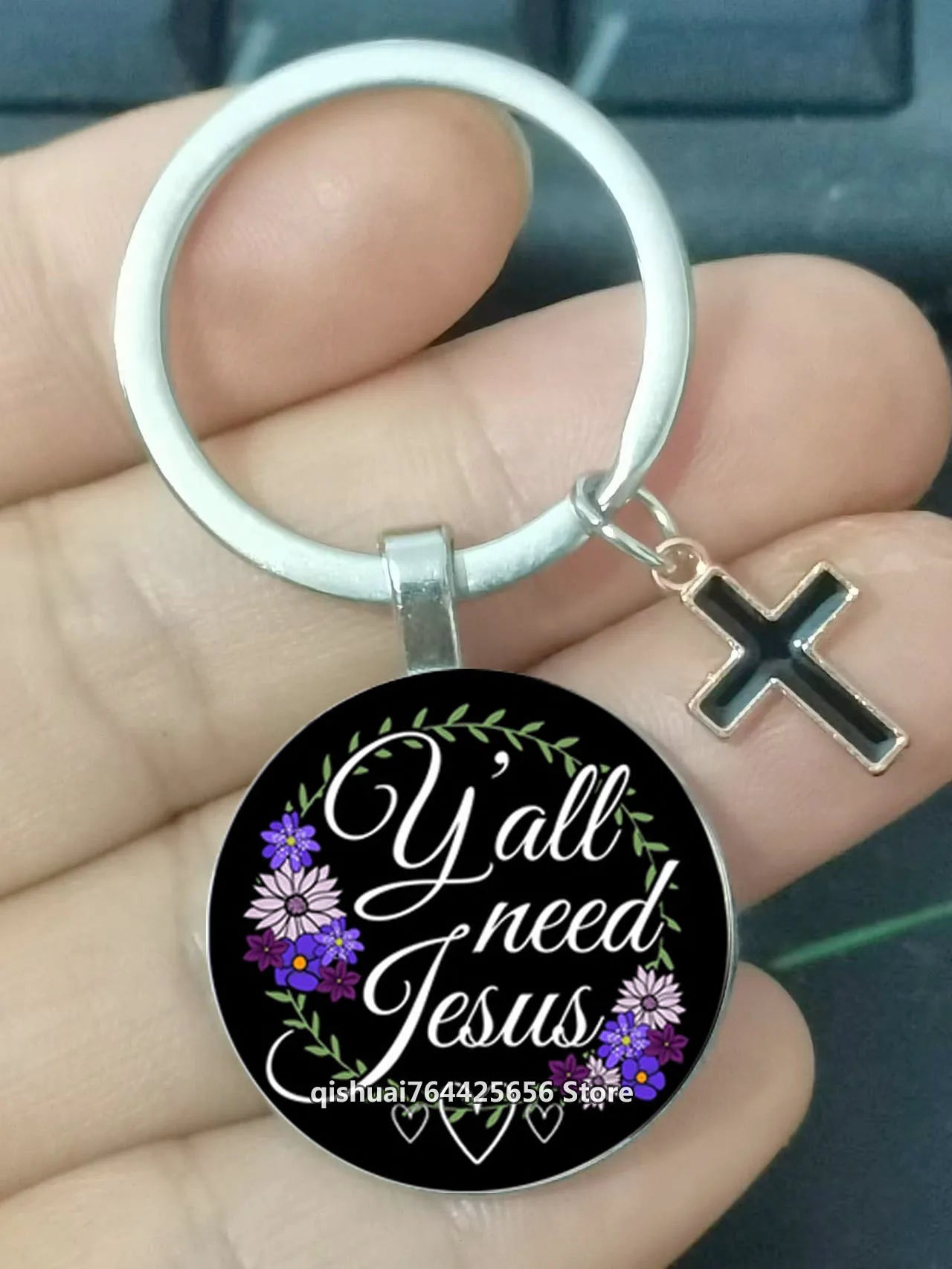 Keychain With The Bible Verse /Religious Message And The Cross  - 22  Styles