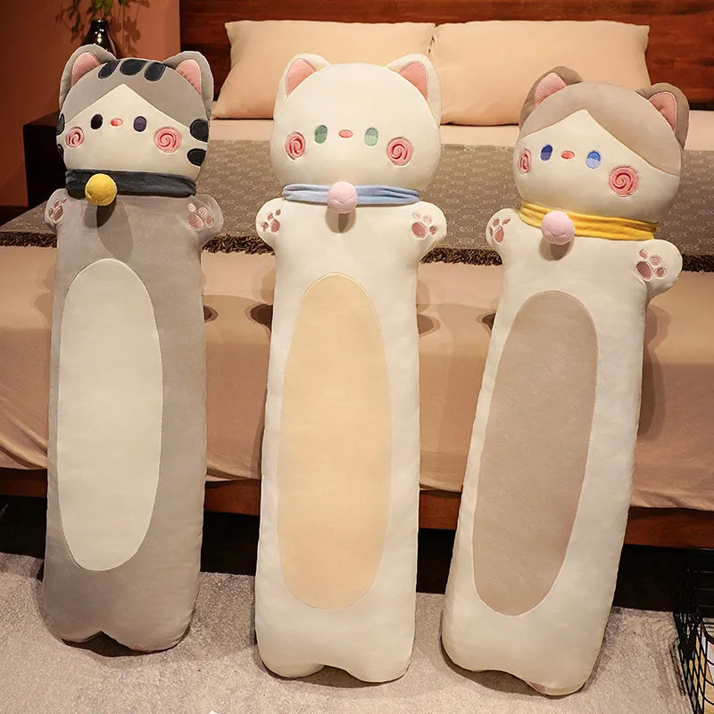 Cute Cat Plush Pillow Toys 70/110/130cm - White/Grey/Khaki