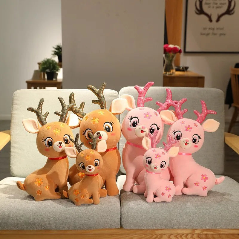 Cute/Kawaii Deer Plush Toys 30/45/50cm - Brown/Pink