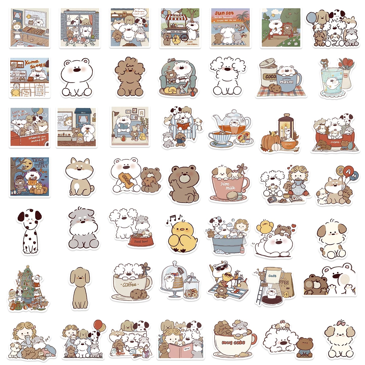 50 pcs Cute/Kawaii Dog/Puppy Stickers - V4