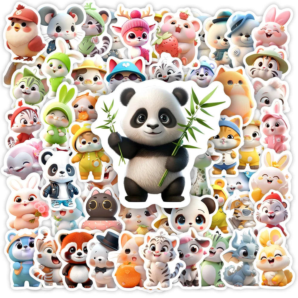 60 pcs Cute/Kawaii  3D Animal Stickers