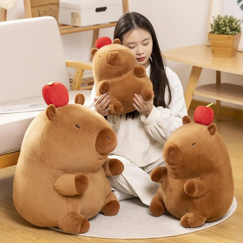 Cute Capybara With Fruit Plush Toys 30/40/50cm Or Round Capybara Plush Pillow Toys 30cm